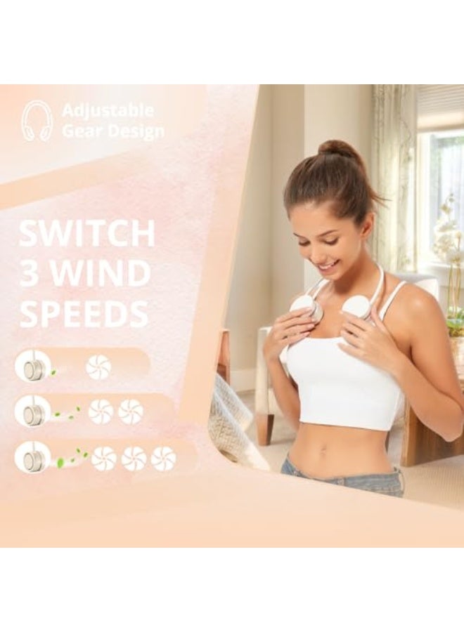 نيبمينينت مروحة عنق، مروحة محمولة بدون شفرات، مروحة قابلة للطي مع بطارية 4000mAh، 3 سرعات وقوة تبريد محسّنة، مروحة شخصية بدون يد متصلة USB للرجال والنساء، للاستخدام الخارجي والسفر، هدية مثالية (مشمش) - Image 5