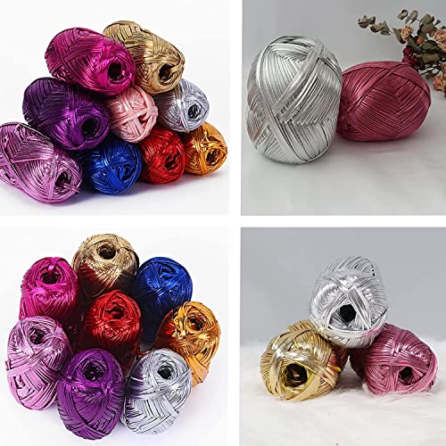 PRANSUNITA Metallic Shining Sparkle T-Shirt Knitting Yarn – 100 GMS - for Hand Knit Clutch Bag Backpack Bulky Blanket Cushion Crochet Glossy Yarn – Color - (Pink) - Image 5