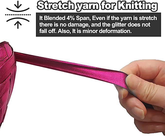 PRANSUNITA Metallic Shining Sparkle T-Shirt Knitting Yarn – 100 GMS - for Hand Knit Clutch Bag Backpack Bulky Blanket Cushion Crochet Glossy Yarn – Color - (Pink) - Image 2
