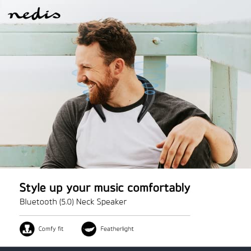 NEDIS Bluetooth 5.0 Wireless Neck Speaker | Up to 6 Hours Playtime | Stereo Sound Around Neck Noise Cancelling (Black) Imported from Netherlands - Image 2