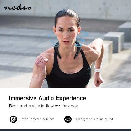 NEDIS Bluetooth 5.0 Wireless Neck Speaker | Up to 6 Hours Playtime | Stereo Sound Around Neck Noise Cancelling (Black) Imported from Netherlands - Image 4