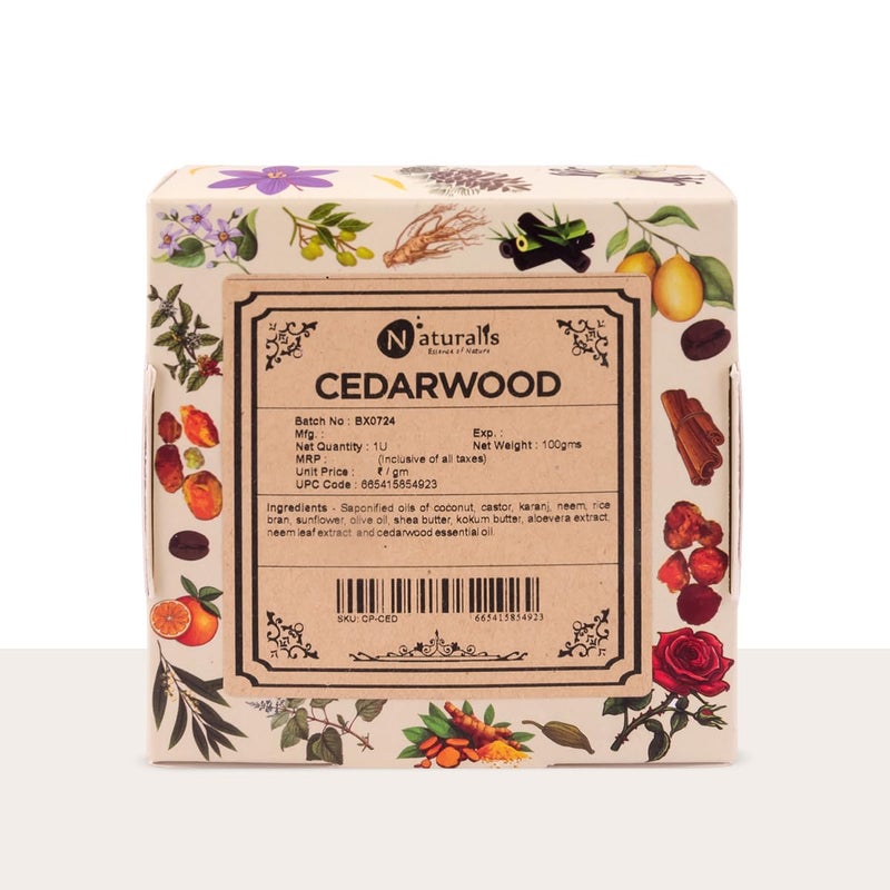 Naturalis Cedar Soap Organic Handmade ColdPressed Soap Infused with Cedarwood Essential Oils Natural Luxury Soap for Deep Skin Nourishment Moisturizing and Refreshing 100g - Image 1