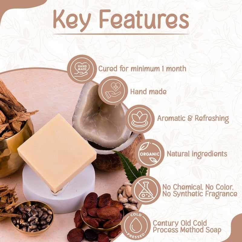 Naturalis Cedar Soap Organic Handmade ColdPressed Soap Infused with Cedarwood Essential Oils Natural Luxury Soap for Deep Skin Nourishment Moisturizing and Refreshing 100g - Image 2