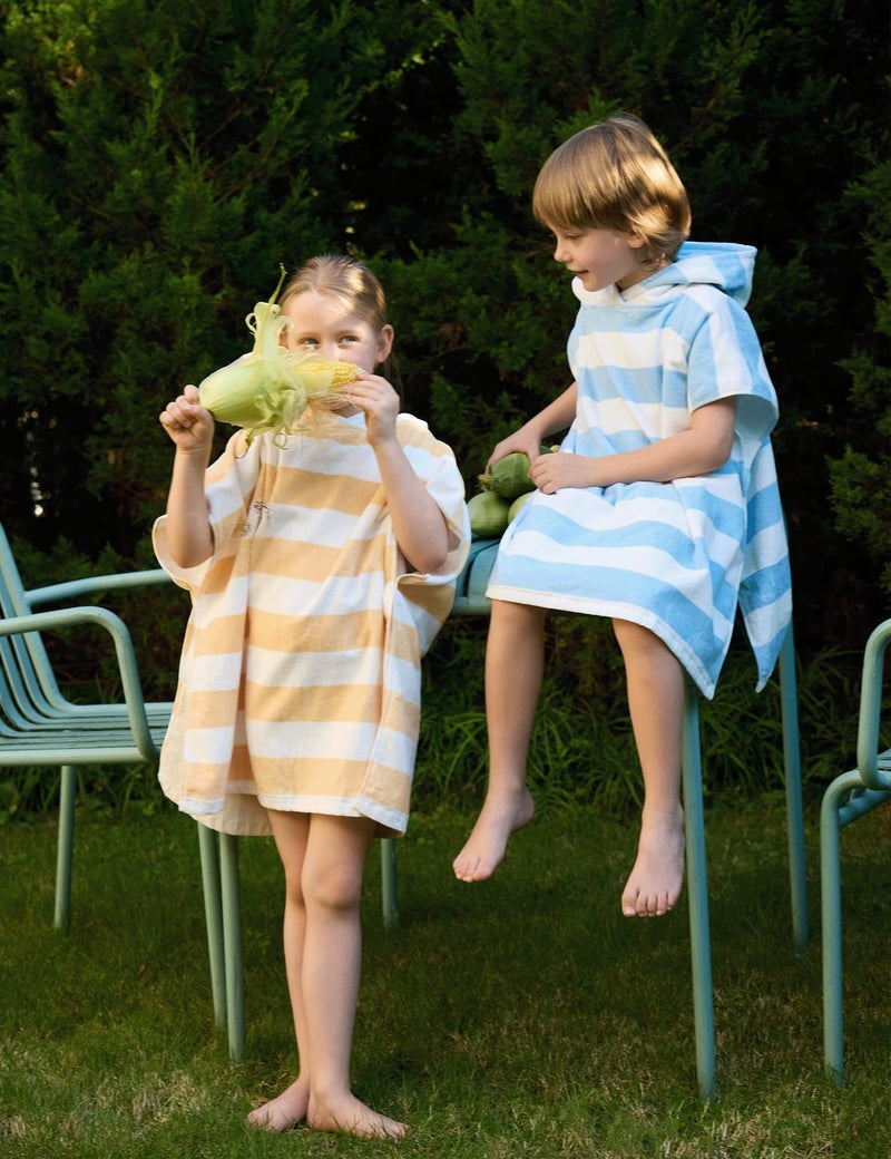 TBEZY Toddler Bath Towel Poncho Thick Cotton Striped Beach Towels for Kids Gifts (2-6, Blue) - Image 5