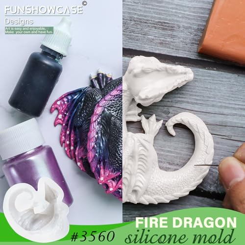 FUNSHOWCASE Fire Dragon Asleep Epoxy Resin Silicone Mold for Fondant Cake Decorating, Concret, Cement, Polymer Clay, Around 4inch - Image 5