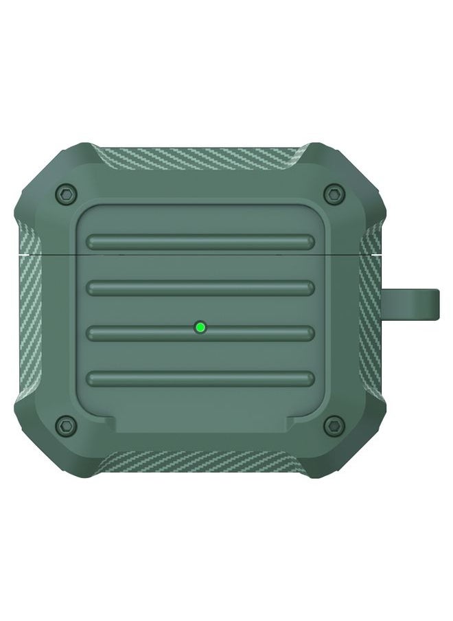 Generic - Case Cover Wireless Earphones Shockproof Carbon Fiber Luggage TPU Protective Case For AirPods 3 Green - Image 1
