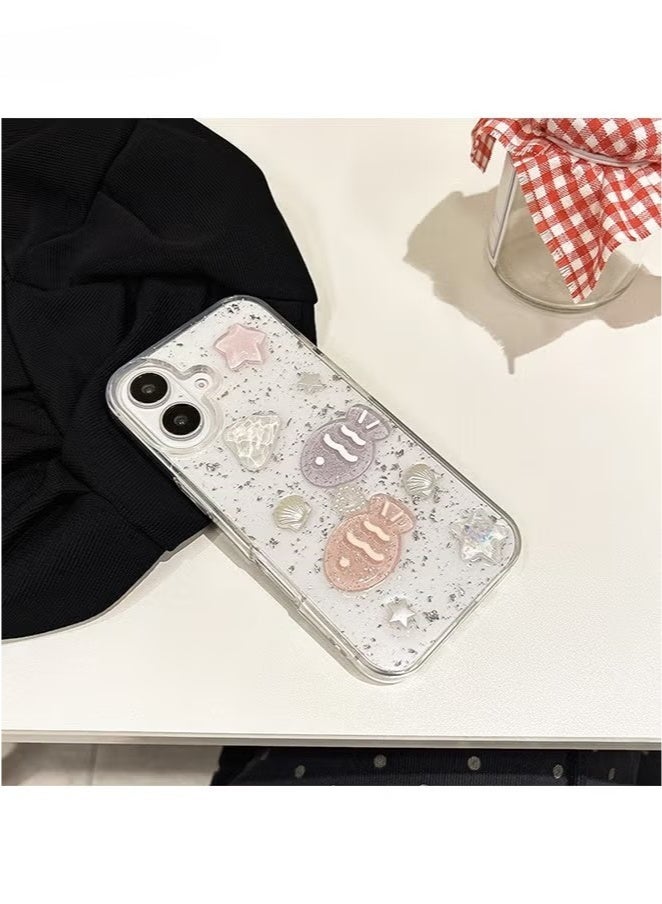 For iPhone 16 Phone Case - 3D Star Little Fish Shiny Phone Case - Clear Phone Case - Stylish and Simple Phone Case - TPU Drop Protection - Image 2