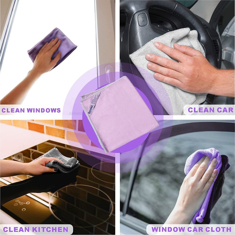 Korwex NorwÎµx Window Cleaning Cloth, Glass Cleaning Cloth, No Chemical Needed, Just Add Water Lints Streaks Scratches Free. (Purple 2 Pack) - Image 3