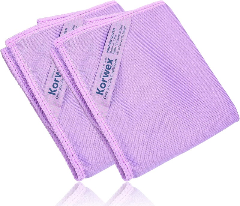 Korwex NorwÎµx Window Cleaning Cloth, Glass Cleaning Cloth, No Chemical Needed, Just Add Water Lints Streaks Scratches Free. (Purple 2 Pack) - Image 1