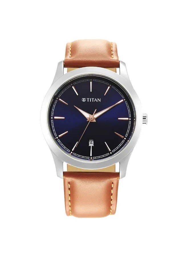 TITAN Men's Analog Round Shape Leather Wrist Watch - 1823SL07 - 47.3 Mm - Image 2