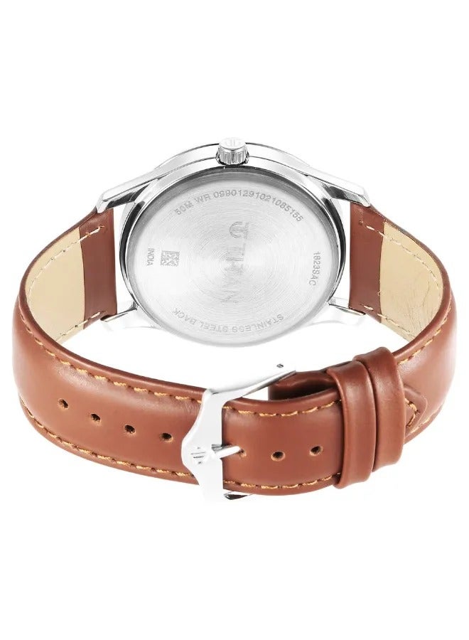 TITAN Men's Analog Round Shape Leather Wrist Watch - 1823SL07 - 47.3 Mm - Image 5