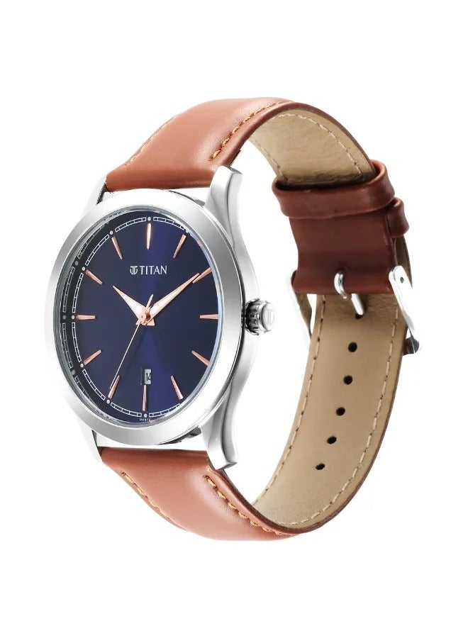 TITAN Men's Analog Round Shape Leather Wrist Watch - 1823SL07 - 47.3 Mm - Image 3