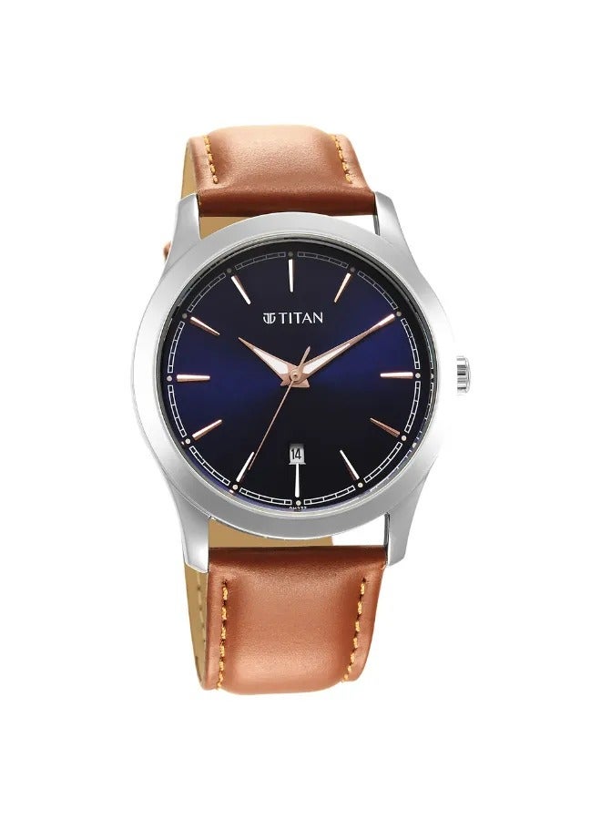 TITAN Men's Analog Round Shape Leather Wrist Watch - 1823SL07 - 47.3 Mm - Image 1