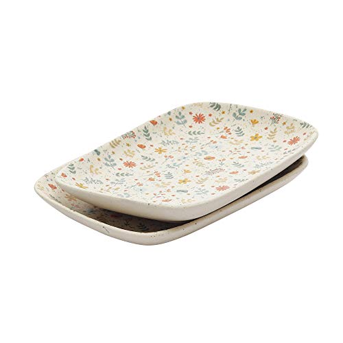 MIAH Decor MD-265 Handcrafted Spring Collection- Stoneware Platters -Set of 2 - Image 2