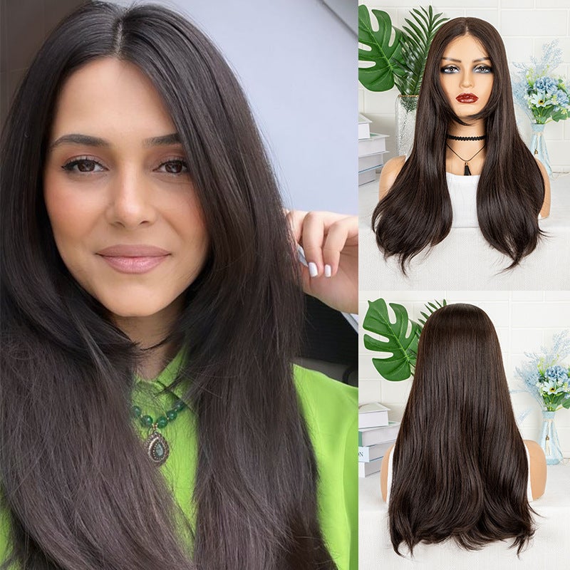 New Women'S Front Lace Chemical Fiber Headgear French Bangs Long Hair Natural Roll Internet Celebrity Headgear - Image 2