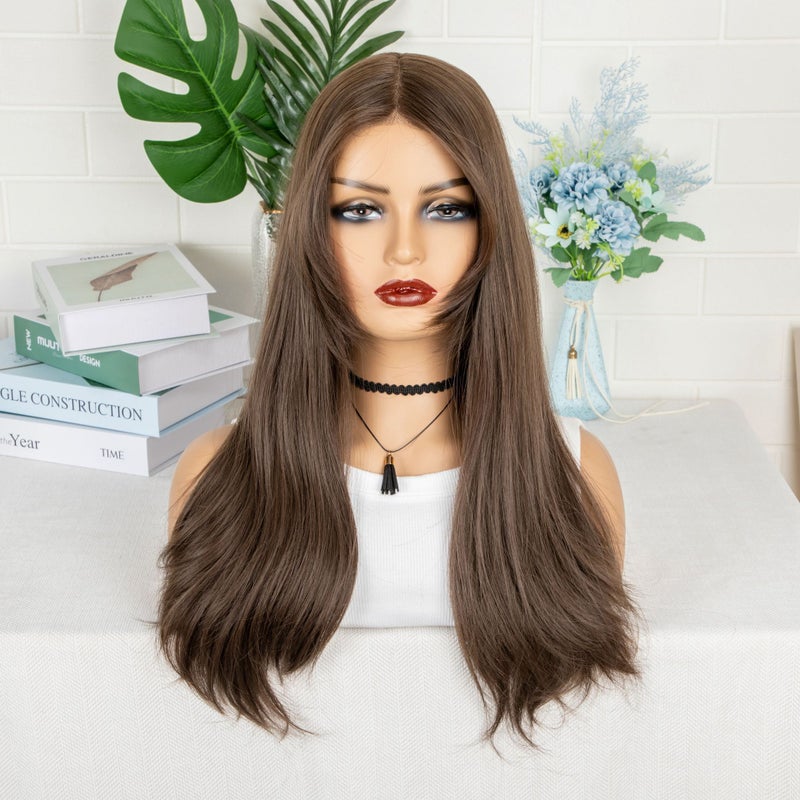 New Women'S Front Lace Chemical Fiber Headgear French Bangs Long Hair Natural Roll Internet Celebrity Headgear - Image 1