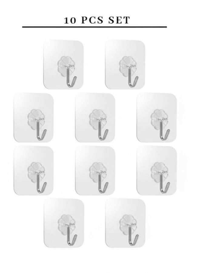 مجموعة من 10 قطع من خطافات الحائط اللاصقة الشفافة - Image 2