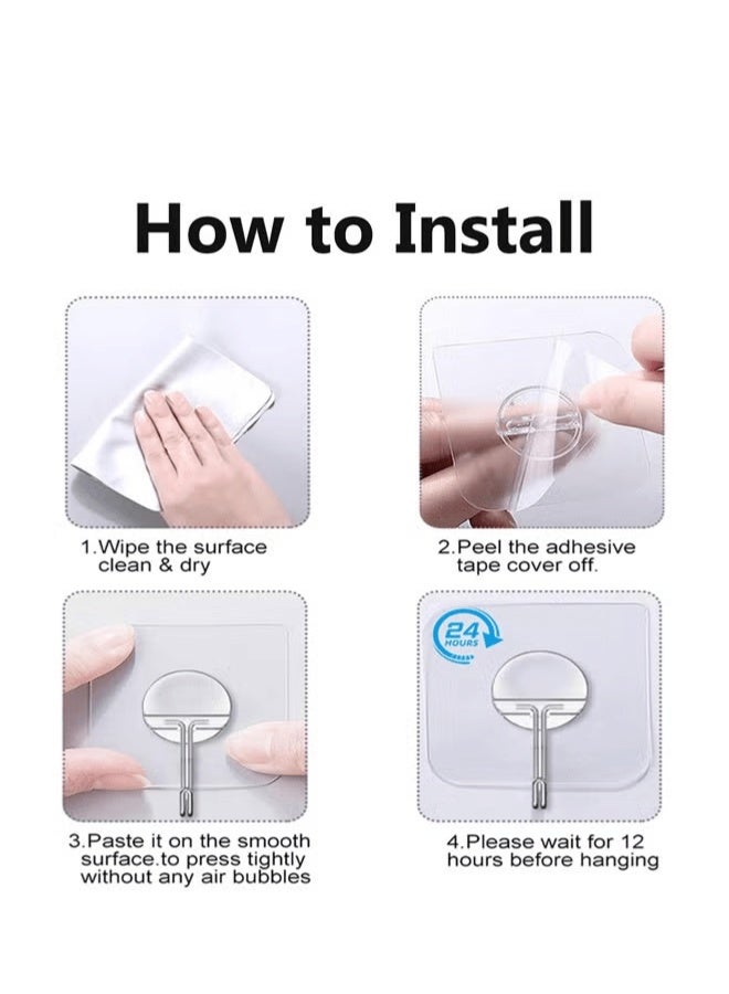 مجموعة من 10 قطع من خطافات الحائط اللاصقة الشفافة - Image 4