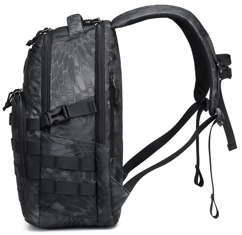 Wotony Military tactical backpack, backpack for men black small tactical assault bag (Python Black, 18.5 inch) - Image 3