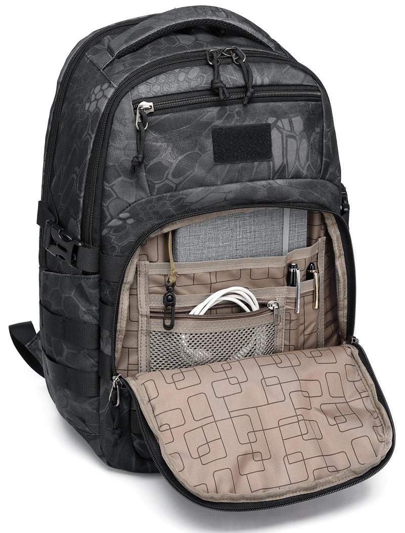 Wotony Military tactical backpack, backpack for men black small tactical assault bag (Python Black, 18.5 inch) - Image 5