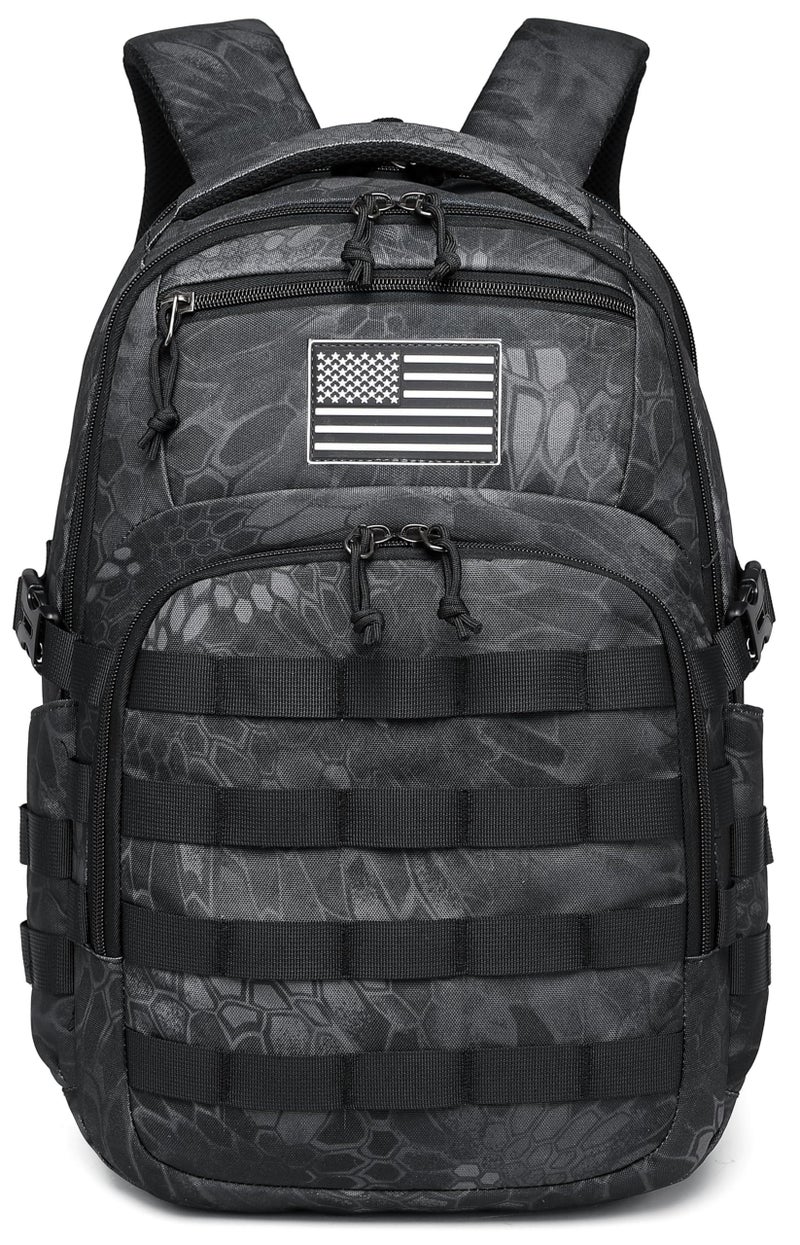 Wotony Military tactical backpack, backpack for men black small tactical assault bag (Python Black, 18.5 inch) - Image 1
