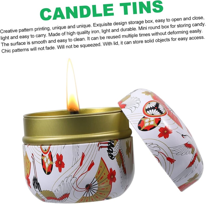 klarako 4 pcs Iron Food Empty Jars Containers Round Flower Aromatherapy Balm Making Candle Storage Tea Container Coffee Tins Tin Canister Mini Spices - Image 4