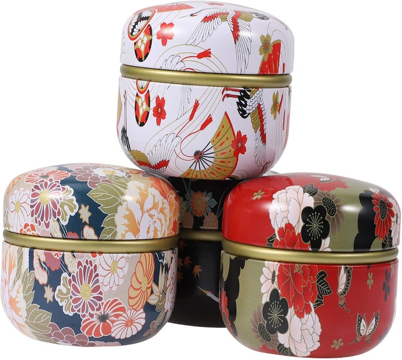klarako 4 pcs Iron Food Empty Jars Containers Round Flower Aromatherapy Balm Making Candle Storage Tea Container Coffee Tins Tin Canister Mini Spices - Image 1
