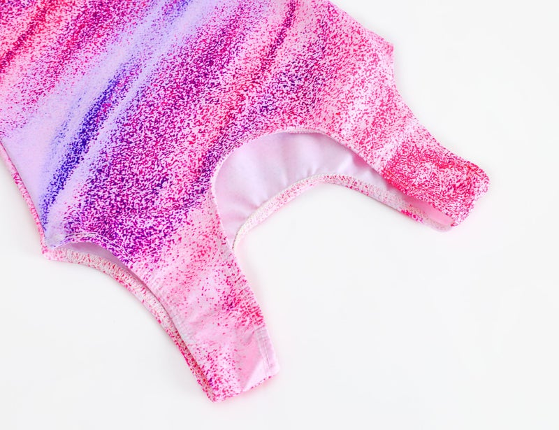 TENVDA Gymnastics Leotards for Girls Tumbling Outfit Size 7-8 Years Old Pink Stripes Sleeveless Athletic Bodysuits Sets - Image 4