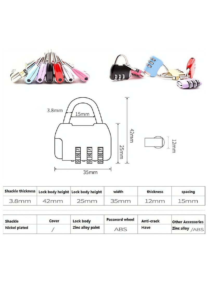 Y&D Combination Lock, SYOSI 7 Pcs 3-Digit Travel Lock of Zinc Alloy, the Small Safe Padlock for Suitcases Luggage Toolkit Cabinets  - Image 3