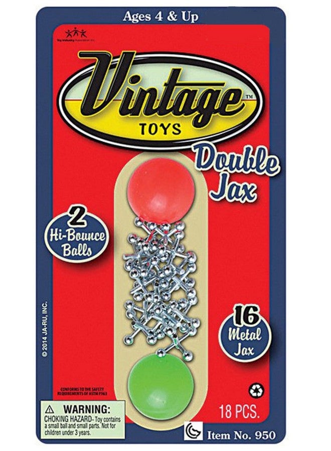 Ja-Ru JA-RU Vintage Metal Jacks Game Set/Two Bouncy Balls.(1 Pack) Mini Jax Toy. Classic Family Retro Classics. Bulk Party Favors, Stocking Stuffers. 950-1B - Image 1