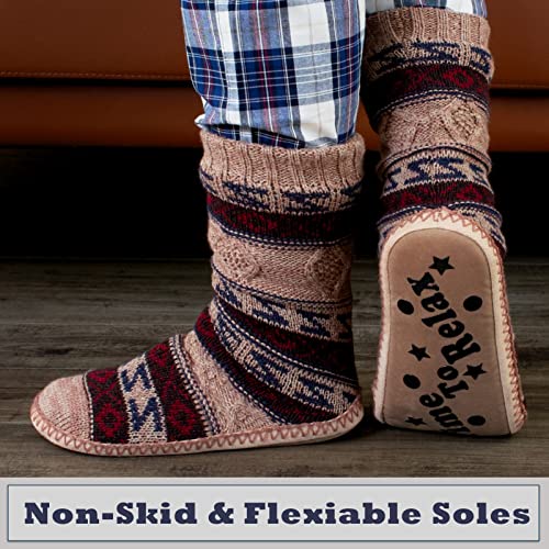 Cozylook Mens Slipper Socks Fleece Lined Non-slip Soles, Winter Soft Thick Cozy Home Boots, Warm Fuzzy House Shoes Indoor, Adult Size 12-13 - Image 5