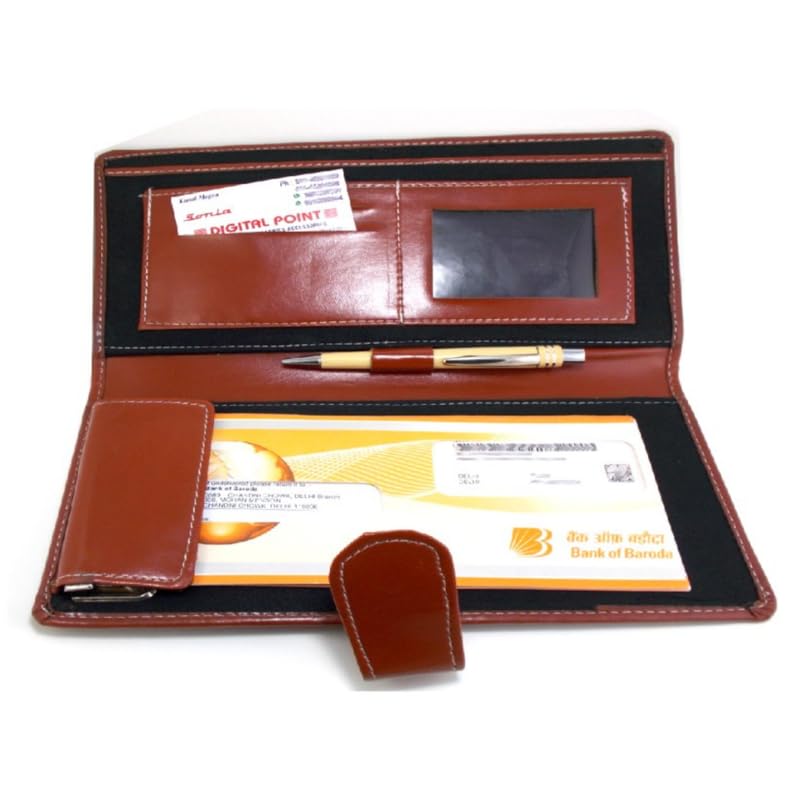 OWT Cheque Book Holder, Vegan Leather Expanding Handmade Multiple Cheque Book Holder for Cards, Women/Men Cheque Book Wallet, Traveling Wallets, Checkbook Holder, Documents Holder for Office & Home - Image 1