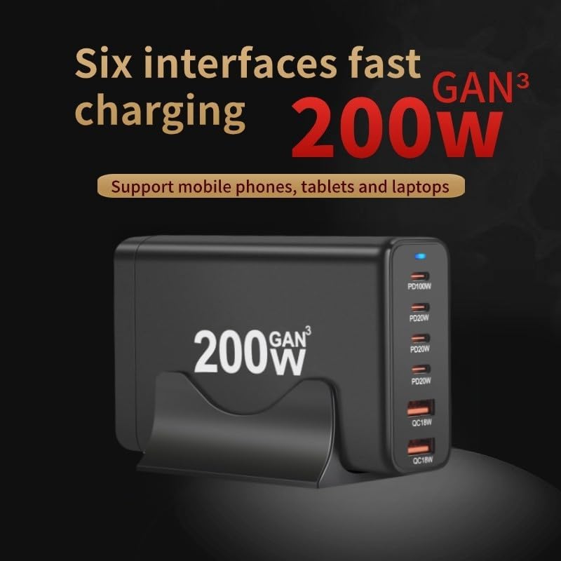 Lullaxx 200W USB C Charging Station,GaN Fast Charging Adapter with multiple devices,Adapter for MacBook Pro/Air, iPad Pro/Air, iPhone 15 Pro/Pro Max, HP, Dell - Image 5