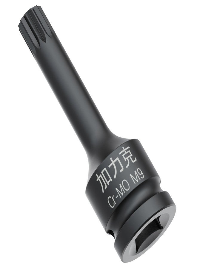 FOCMKEAS 1/2-Inch Drive x M9(9mm） Impact XZN Triple Square Spline Bit Socket, Metric Lengthen Screwdriver Socket Adapter, 3-Inch Length, CR-MO Steel, One-Piece Construction, Black - Image 1
