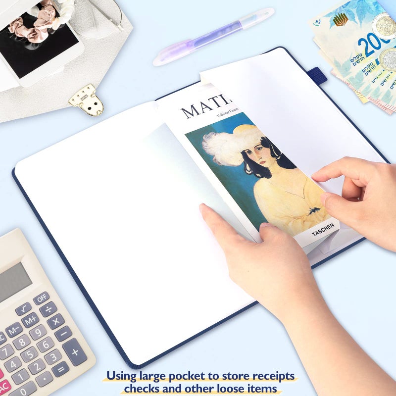 JUBTIC Hardcover Accounting Ledger Book (7x10â€³) - Bank Accounting Log for Small Business Bookkeeping & Personal Use - Account Tracker Notebook Track Accounts, Deposit, Expense & Balance - Navy Blue - Image 5