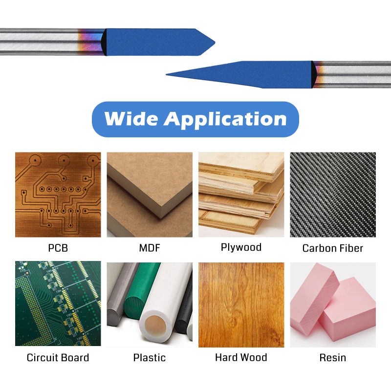Genmitsu 10Pcs Nano Blue Coat Engraving Bits, 15 Degree 0.1mm Tip 1/8" Shank Conical V-Bit - Image 5