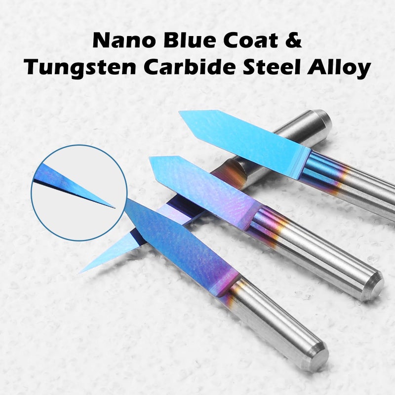 Genmitsu 10Pcs Nano Blue Coat Engraving Bits, 15 Degree 0.1mm Tip 1/8" Shank Conical V-Bit - Image 2