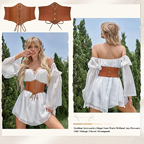 JASGOOD Women’s Elastic Costume Waist Belt Lace-up Tied Waspie Halloween Corset Belts for Women - Image 4
