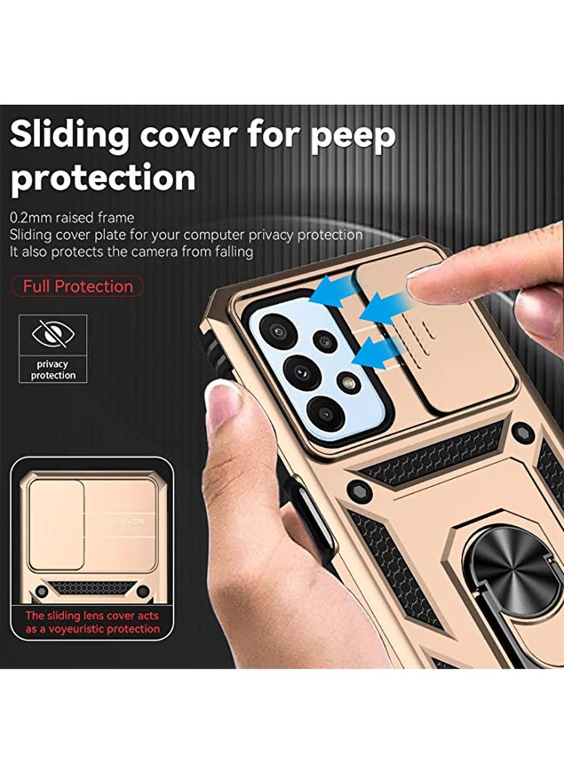 Generic - Samsung A23 5G / 4G Case Cover with Slide Camera Protector Anti Scratch Shock-Absorption Kickstand Hybrid Phone Case Protection and for Samsung M23 5G / M13 Gold - Image 1