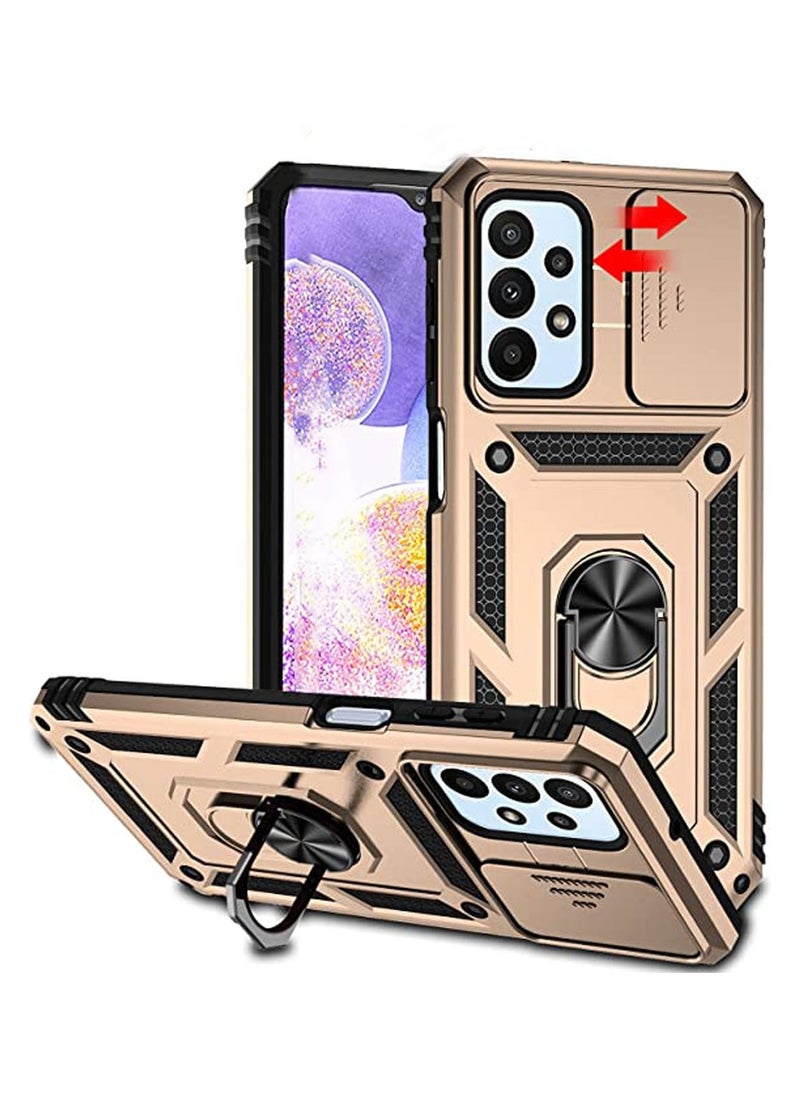 Generic - Samsung A23 5G / 4G Case Cover with Slide Camera Protector Anti Scratch Shock-Absorption Kickstand Hybrid Phone Case Protection and for Samsung M23 5G / M13 Gold - Image 1