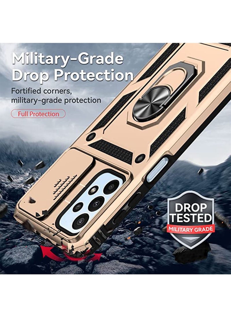 Generic - Samsung A23 5G / 4G Case Cover with Slide Camera Protector Anti Scratch Shock-Absorption Kickstand Hybrid Phone Case Protection and for Samsung M23 5G / M13 Gold - Image 1