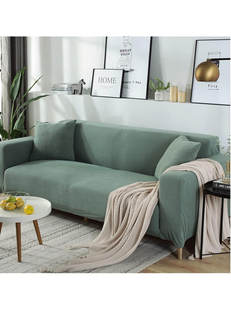 general Stretch Sectional Couch Cover Latest Jacquard Design High Stretch Sofa Covers for Pet Dog Cat Washable Slipcover Non Slip Soft Magic Furniture Protector-Light Green - Image 1