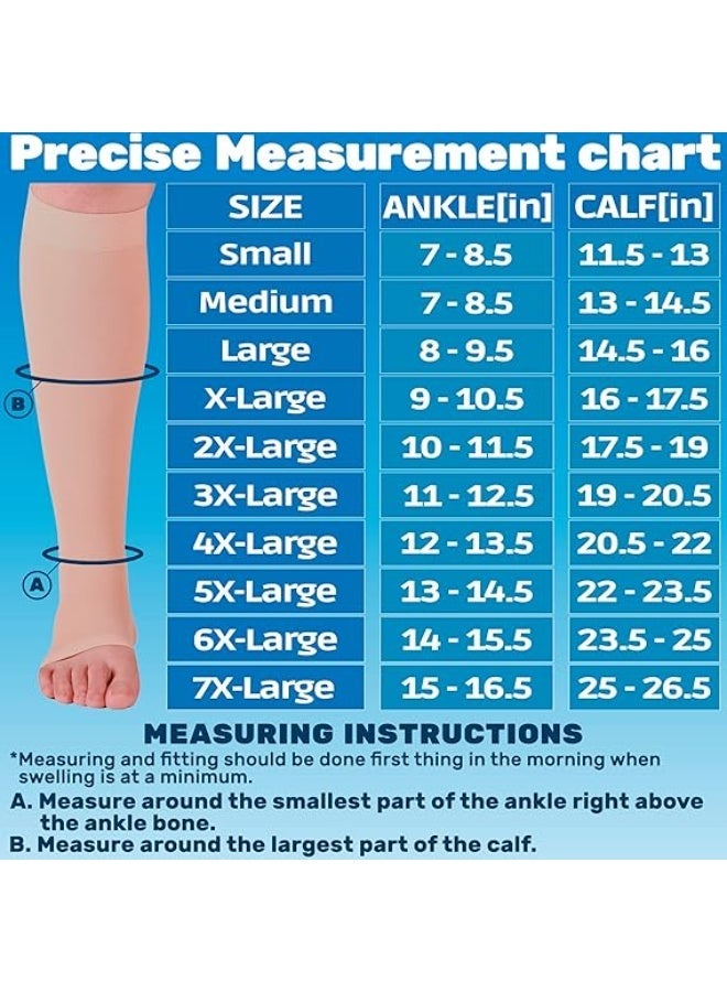 Medical compression stockings 20-30 mmHg, open toe, for improved blood circulation, treatment of varicose veins, and relief of leg pain for men and women. - Image 3