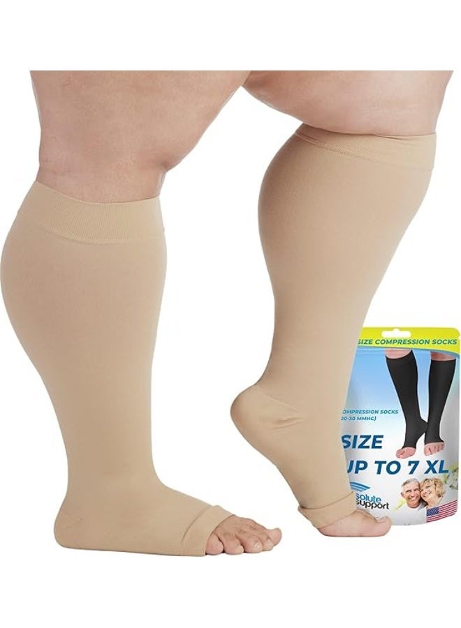 Medical compression stockings 20-30 mmHg, open toe, for improved blood circulation, treatment of varicose veins, and relief of leg pain for men and women. - Image 1