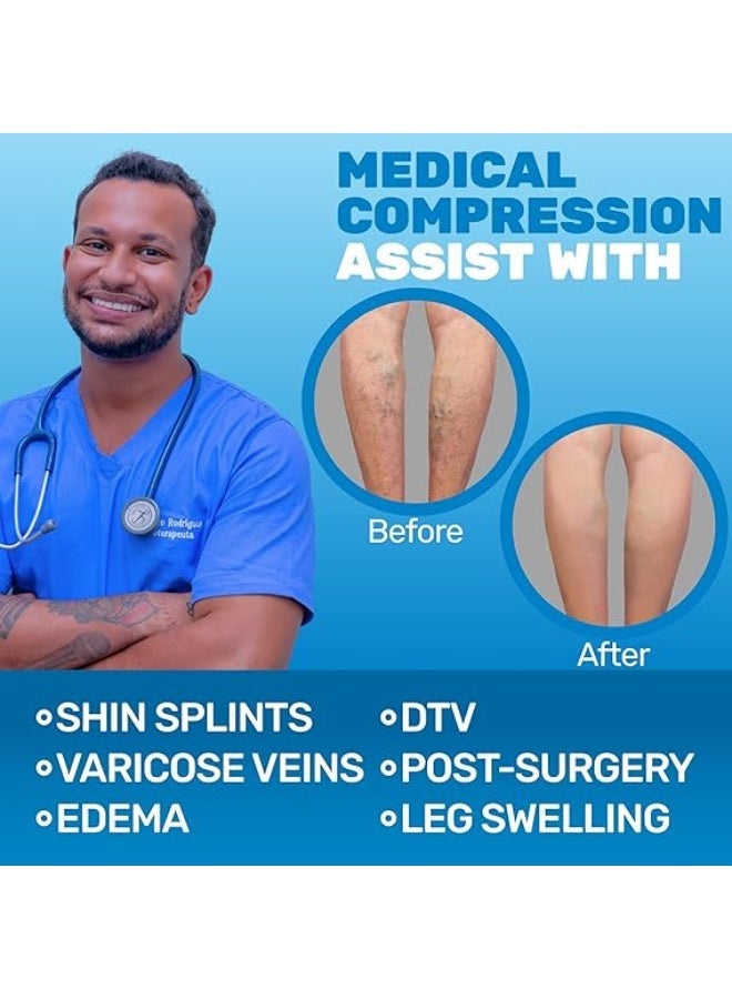 Medical compression stockings 20-30 mmHg, open toe, for improved blood circulation, treatment of varicose veins, and relief of leg pain for men and women. - Image 4