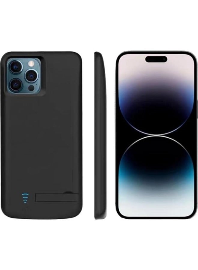 Case for iPhone 15 Pro, 6000mAh Portable Charging with Kickstand,Supported Rechargeable Battery Pack iphone Pro Backup Charger - Image 1