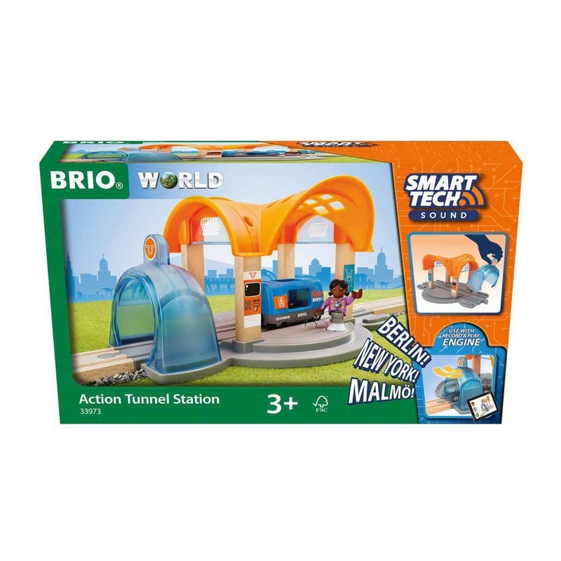 BRIO 33973 Smart Tech Sound Action Tunnel Station | Wooden Toy Train Set for Kids Age 3 and Up - Image 1