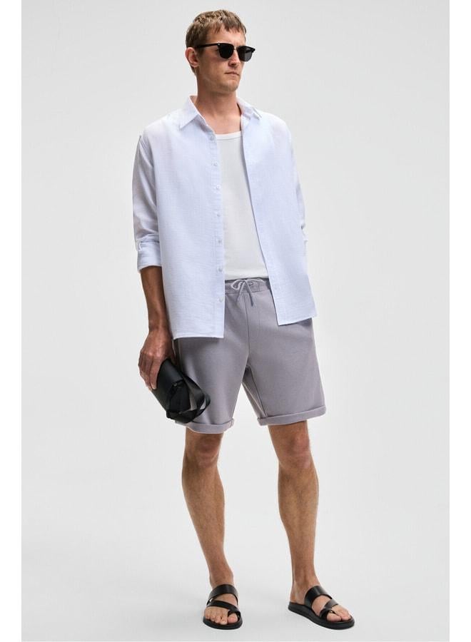 GRIMELANGE YOURI Men's Elastic Waist Back Single Pocket Relaxed Fit Lilac Shorts. - Image 1