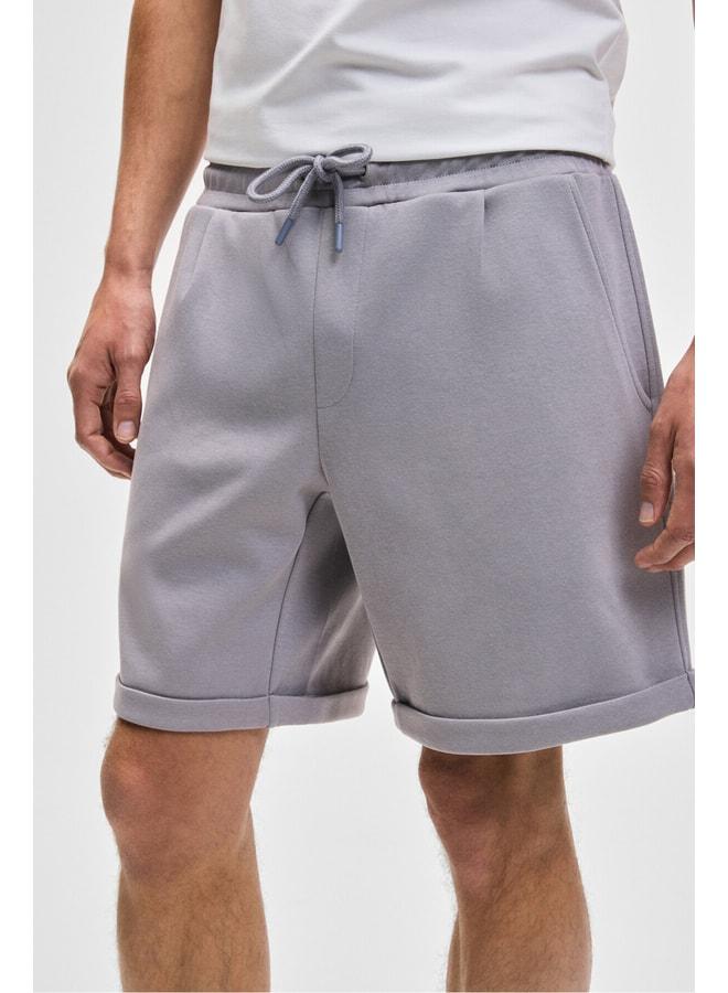 GRIMELANGE YOURI Men's Elastic Waist Back Single Pocket Relaxed Fit Lilac Shorts. - Image 3
