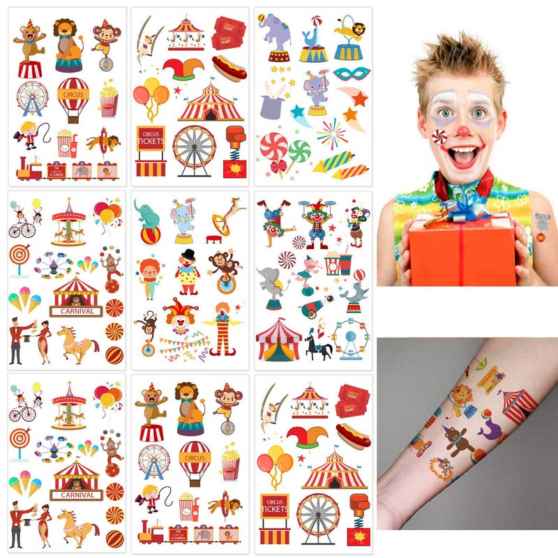 CupaPlay 284 PCS CupaPlay Circus Temporary Tattoos Carnival Baby ShowerBirthday Party Supplies Under the Big Top Party Goodie Bag Stuffers Favors24 Sheets - Image 3